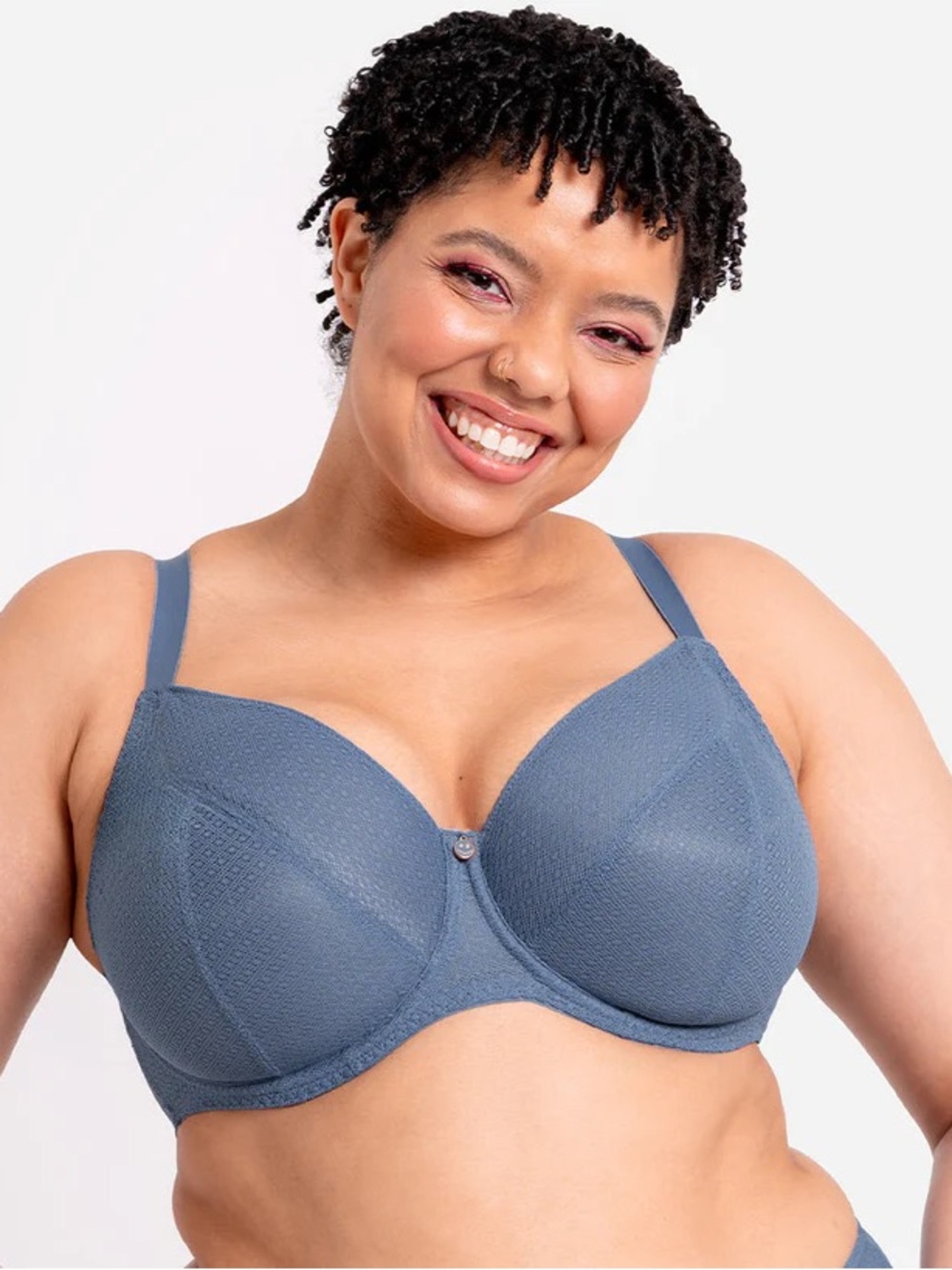 Curvy Kate Happy Boobs Balcony Bra in denim blue Full Figure Coverage size 32K